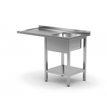 Stół ze zlewem, półką i miejscm na zmywarkę lub lodówkę - komora po prawej stronie 1500x600x850mm POLGAST