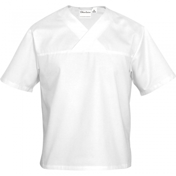 Bluza w serek biała krótki rękaw XL unisex STALGAST